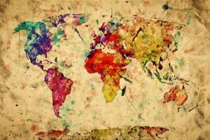 colorful graphic of the world